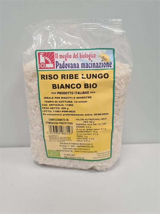 RISO RIBE LUNGO BIANCO BIO500G AGRICOLTURA ITALIA